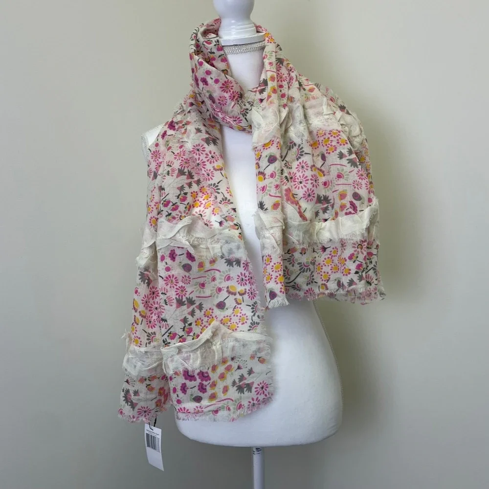 NEW Vera Bradley 27'' x 66'' Wool Blend Oblong Ruffle Scarf Tulip Ditsy Floral